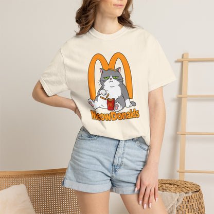 Grumpy Cat Eating Fries T-shirt | Funny Fast Food Parody Tee