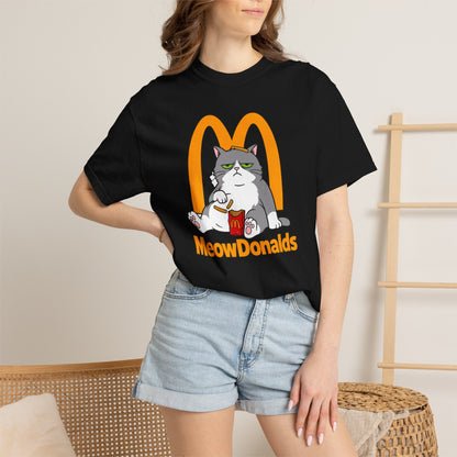 Grumpy Cat Eating Fries T-shirt | Funny Fast Food Parody Tee