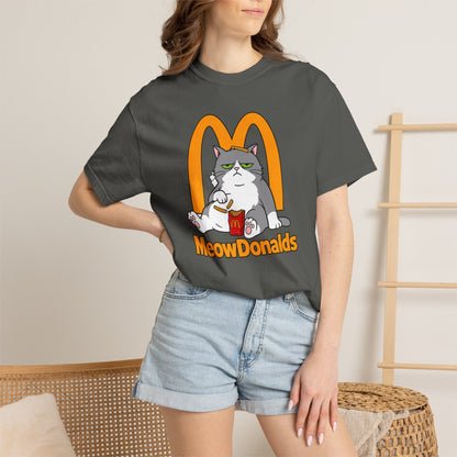 Grumpy Cat Eating Fries T-shirt | Funny Fast Food Parody Tee