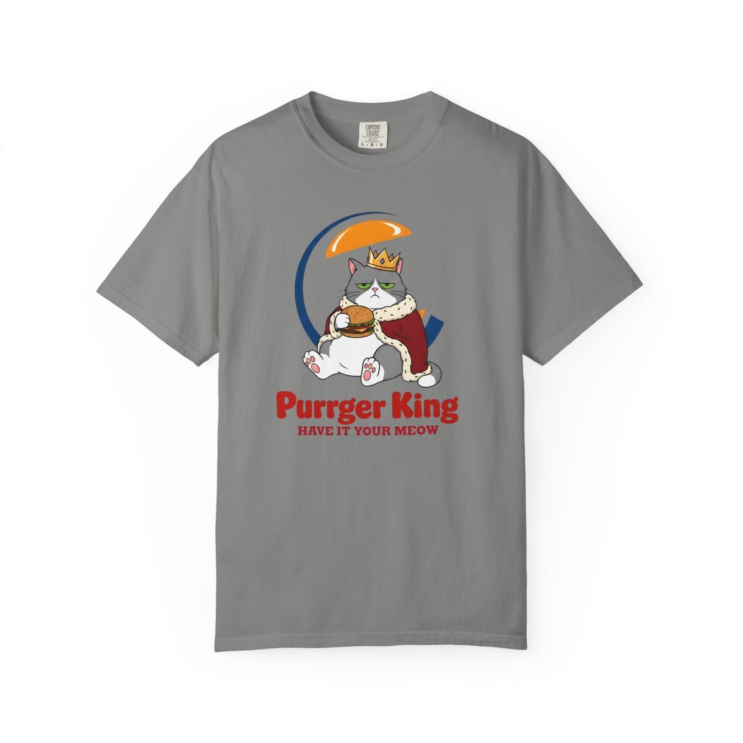 Purrger King Parody T-Shirt  'Have It Your Meow' Cat Royalty Graphic Tee