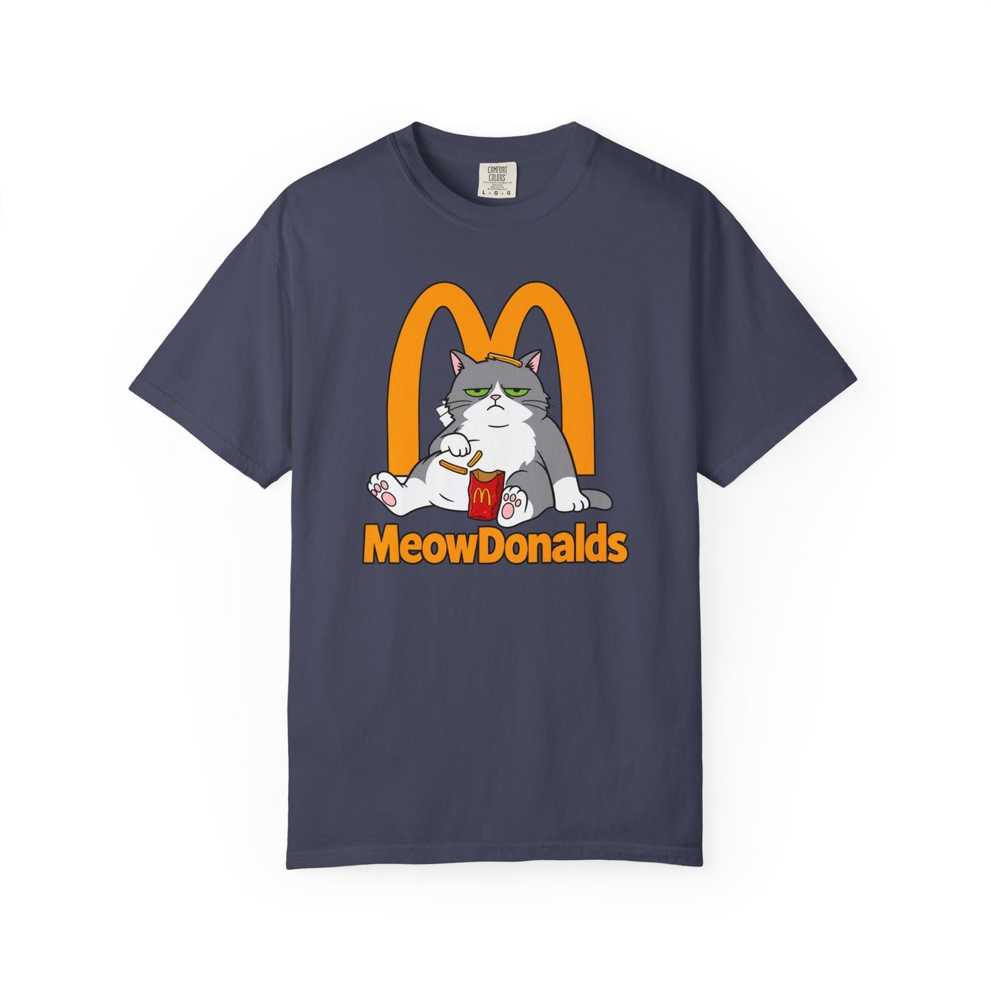 Grumpy Cat Eating Fries T-shirt | Funny Fast Food Parody Tee