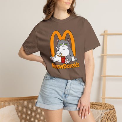 Grumpy Cat Eating Fries T-shirt | Funny Fast Food Parody Tee