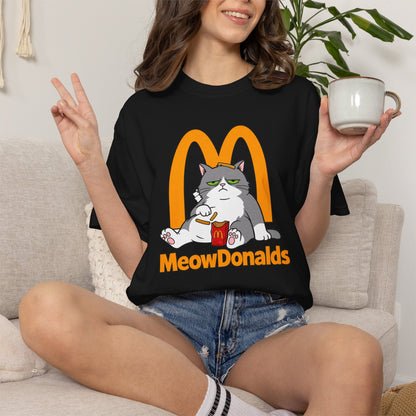 Grumpy Cat Eating Fries T-shirt | Funny Fast Food Parody Tee