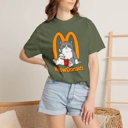 Grumpy Cat Eating Fries T-shirt | Funny Fast Food Parody Tee