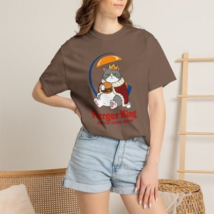 Purrger King Parody T-Shirt  'Have It Your Meow' Cat Royalty Graphic Tee