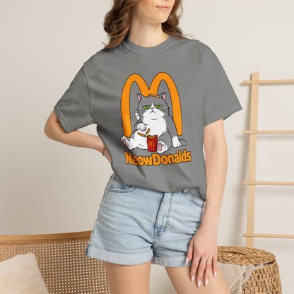Grumpy Cat Eating Fries T-shirt | Funny Fast Food Parody Tee