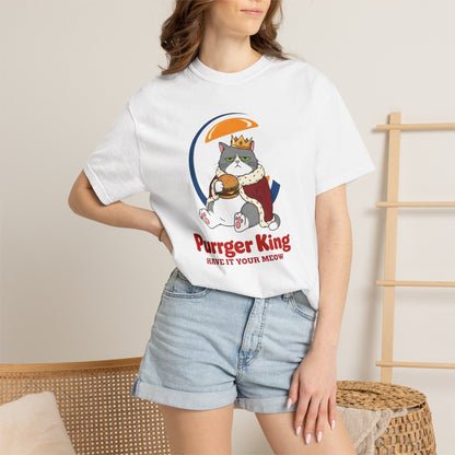 Purrger King Parody T-Shirt  'Have It Your Meow' Cat Royalty Graphic Tee