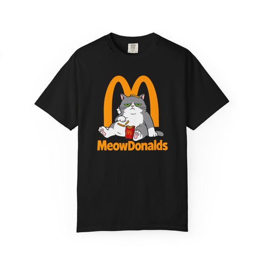 Grumpy Cat Eating Fries T-shirt | Funny Fast Food Parody Tee