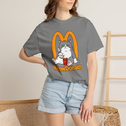 Grumpy Cat Eating Fries T-shirt | Funny Fast Food Parody Tee