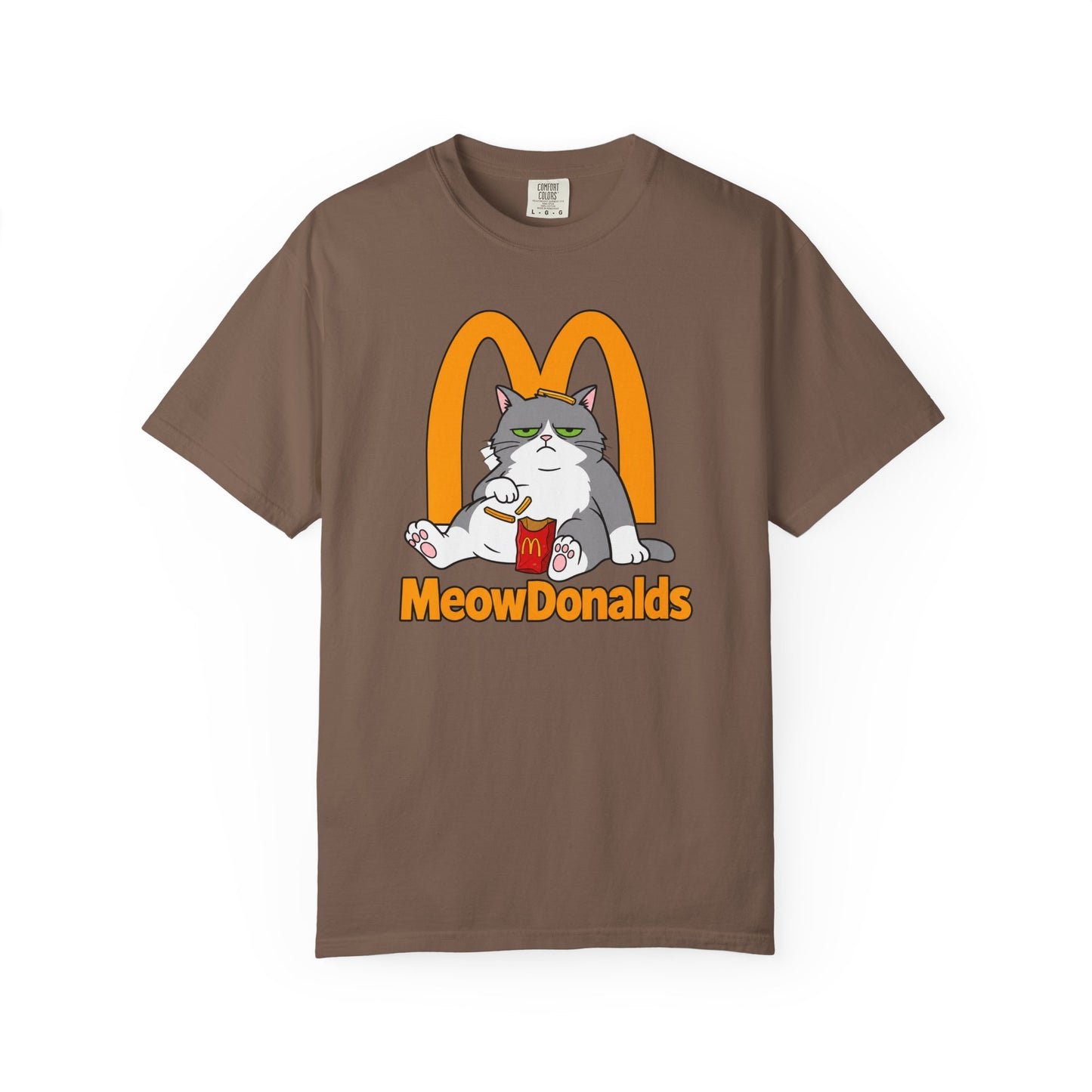 Grumpy Cat Eating Fries T-shirt | Funny Fast Food Parody Tee