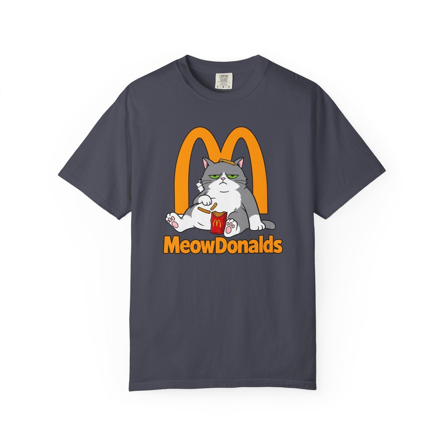 Grumpy Cat Eating Fries T-shirt | Funny Fast Food Parody Tee